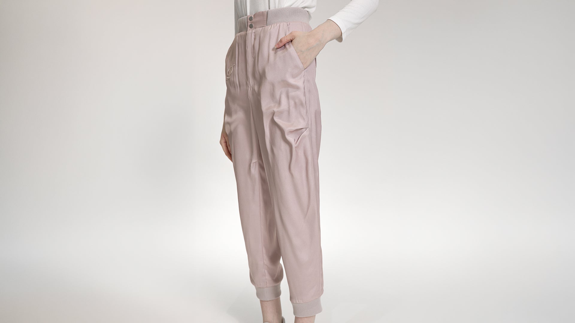 NUDE BEIGE EMBROIDERED JOGGER PANTS