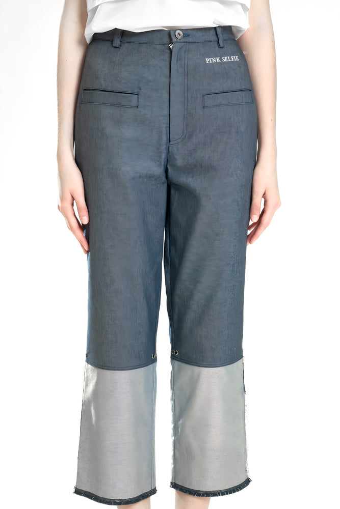 
                  
                    BROWN/BLUE DENIM STATEMENT CROPPED PANTS
                  
                