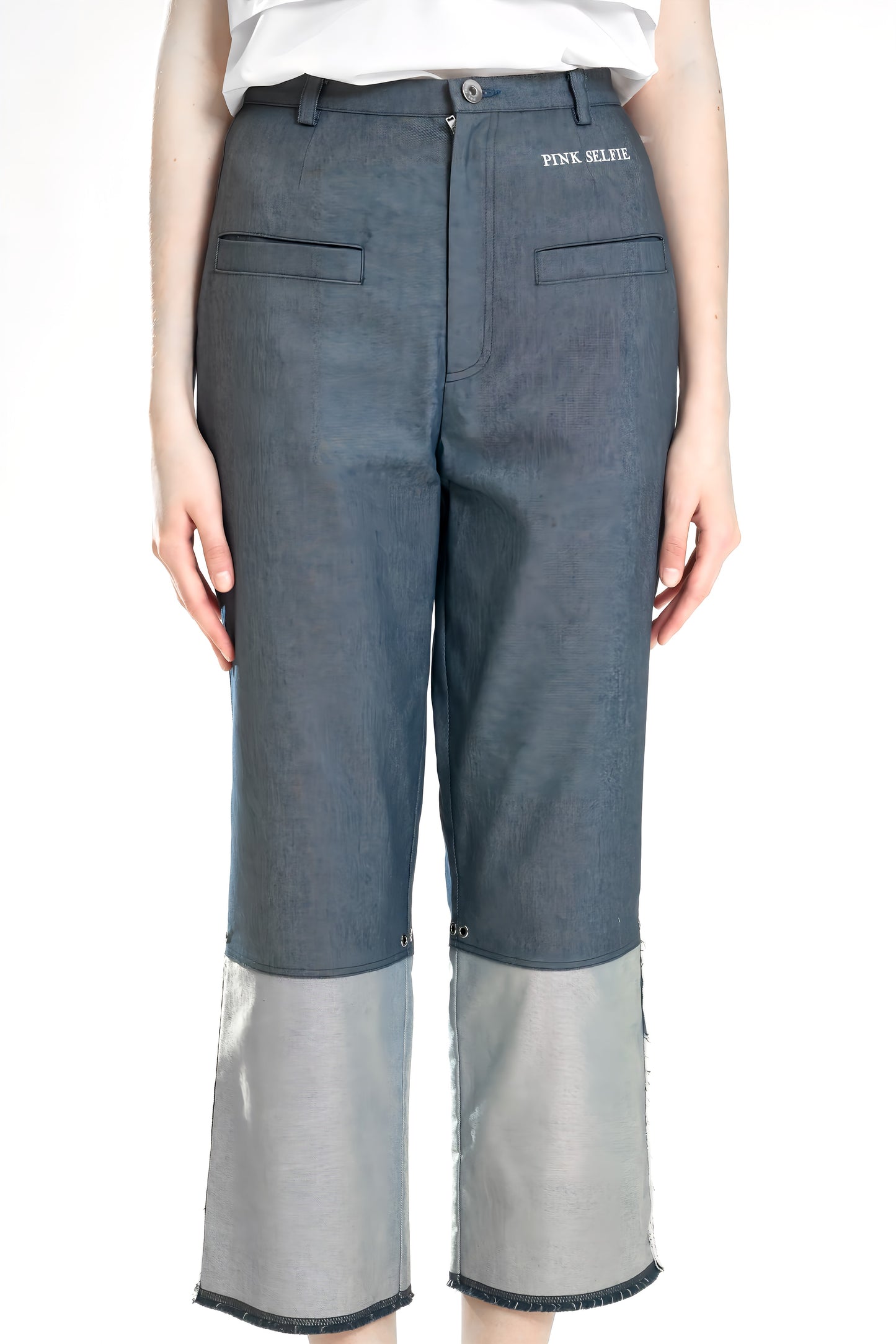 
                  
                    BROWN/BLUE DENIM STATEMENT CROPPED PANTS
                  
                