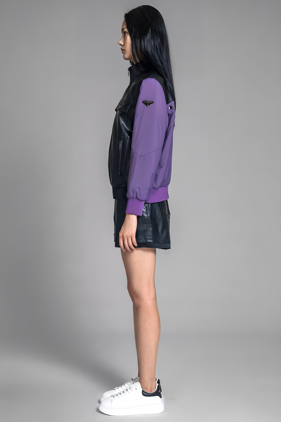 
                  
                    ORANGE/BLACK LEATHER-PANEL TRENCH JACKET
                  
                