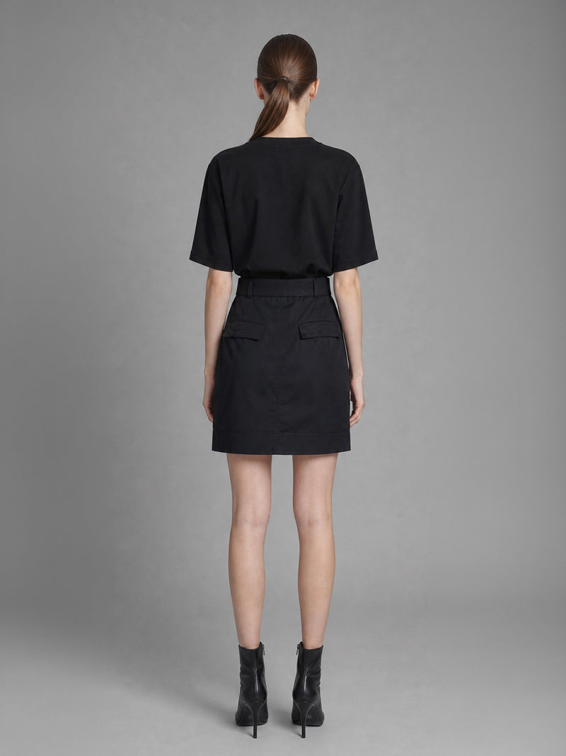 CLASSIC BLACK/STARLIGHT WHITE LINEN MINI SKIRT