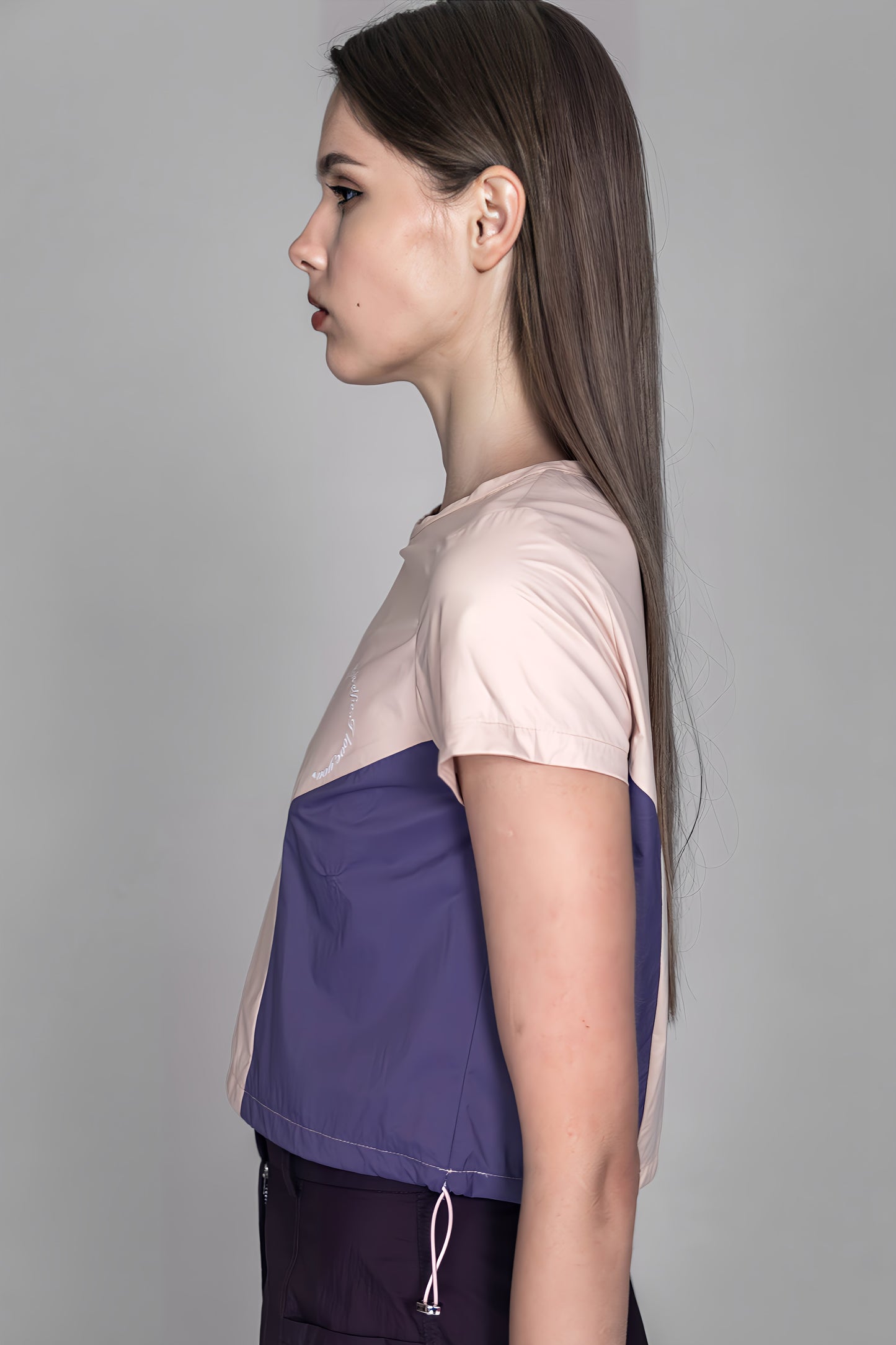
                  
                    LOTUS PINK COLOR-BLOCK CASUAL CROP TOP
                  
                
