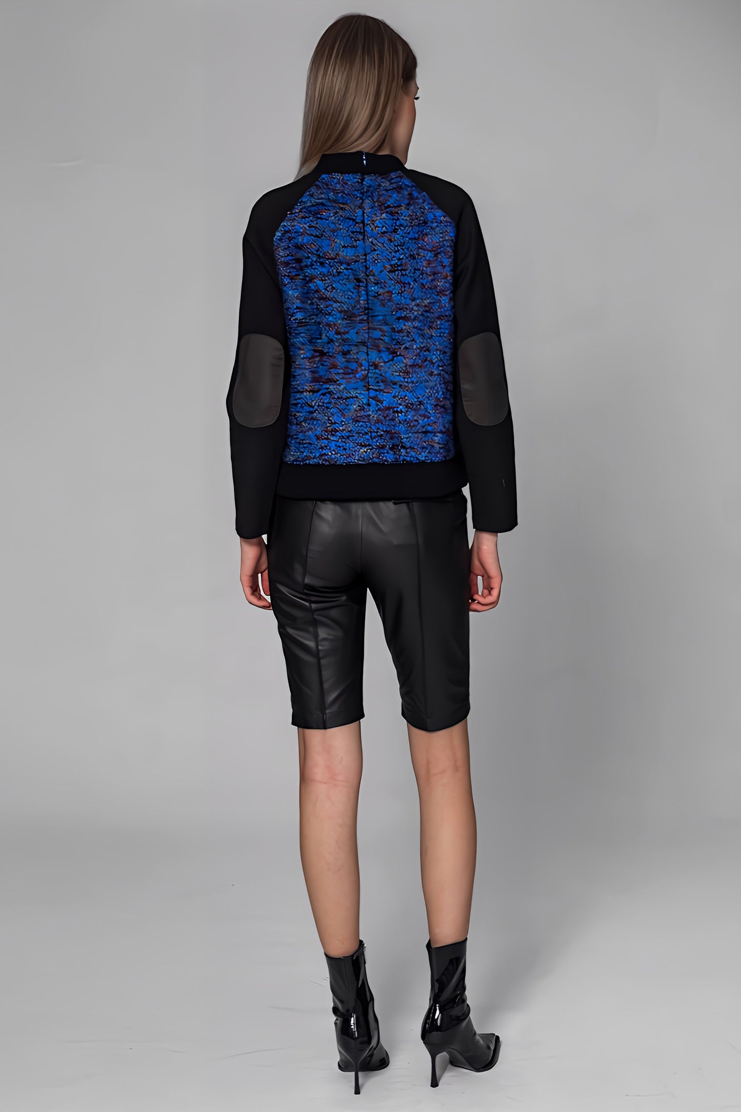 
                  
                    CROPPED PANELLED LEATHER SWEATSHIRT
                  
                