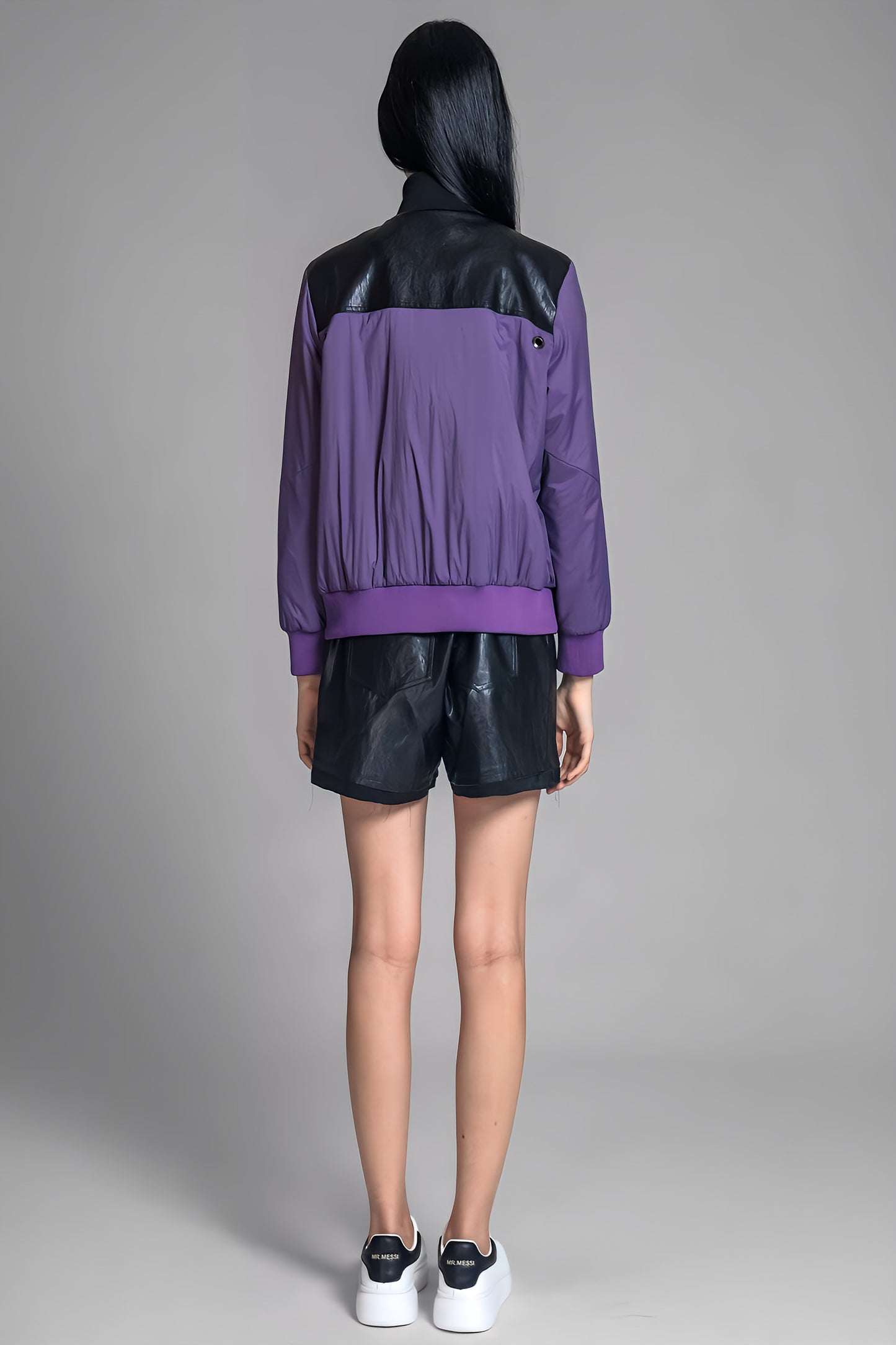 
                  
                    ORANGE/BLACK LEATHER-PANEL TRENCH JACKET
                  
                