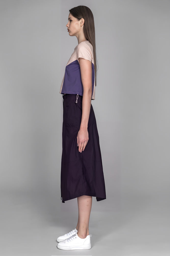 
                  
                    LOTUS PINK COLOR-BLOCK CASUAL CROP TOP
                  
                