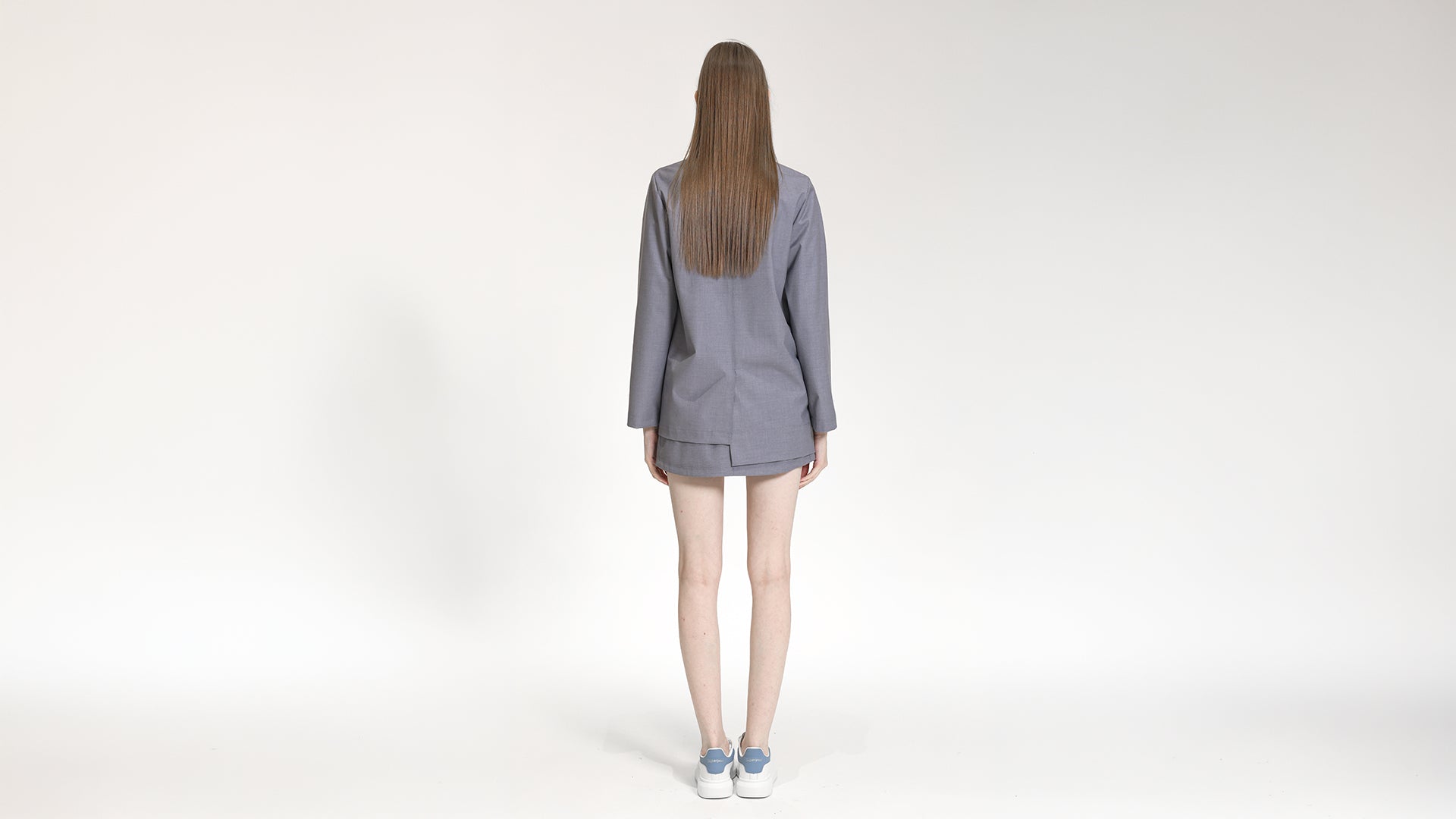 GREY V-NECK ASYMMETRICAL ZIP-UP JACKET