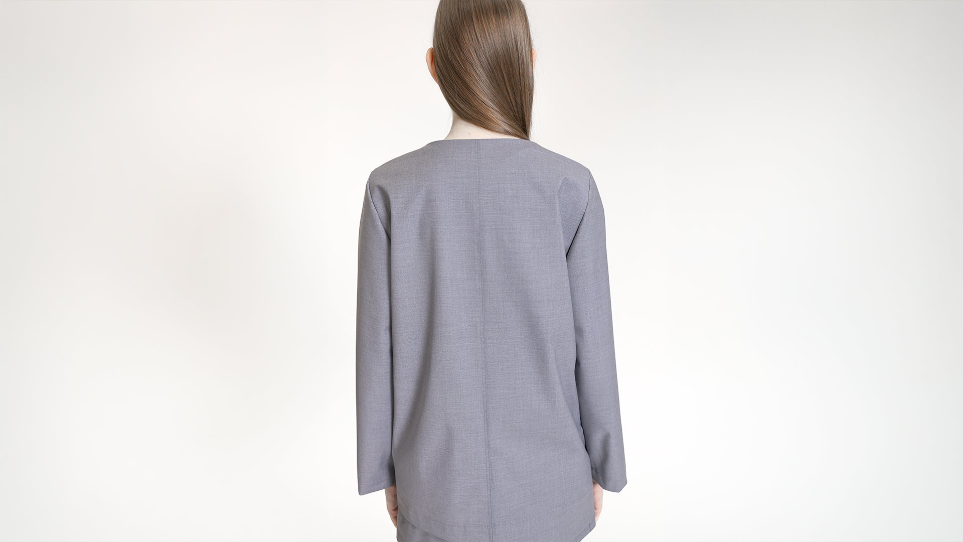 GREY V-NECK ASYMMETRICAL ZIP-UP JACKET