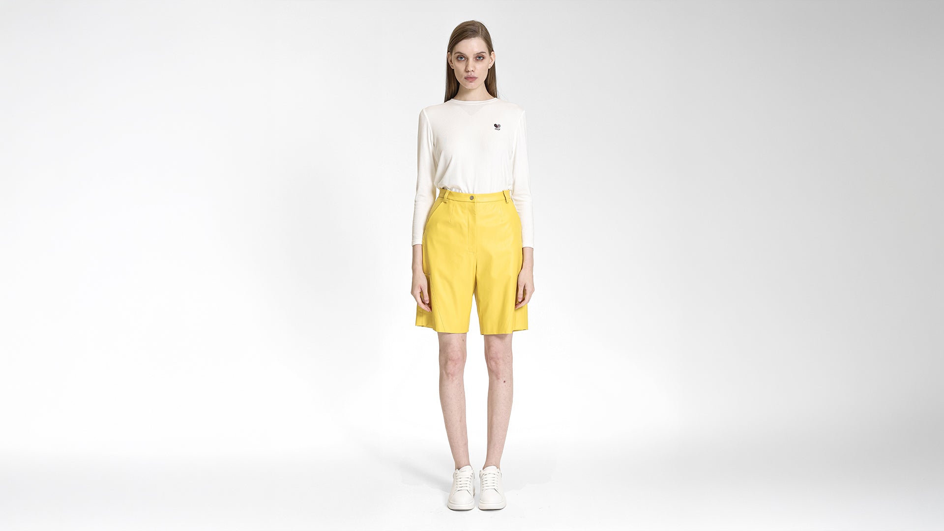 FAUX LEATHER A-LINE BERMUDA SHORTS