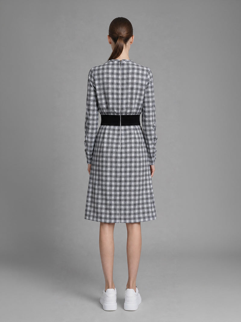 CLASSIC BLACK/WARM BRICK RED PLAID A-LINE MIDI SKIRT