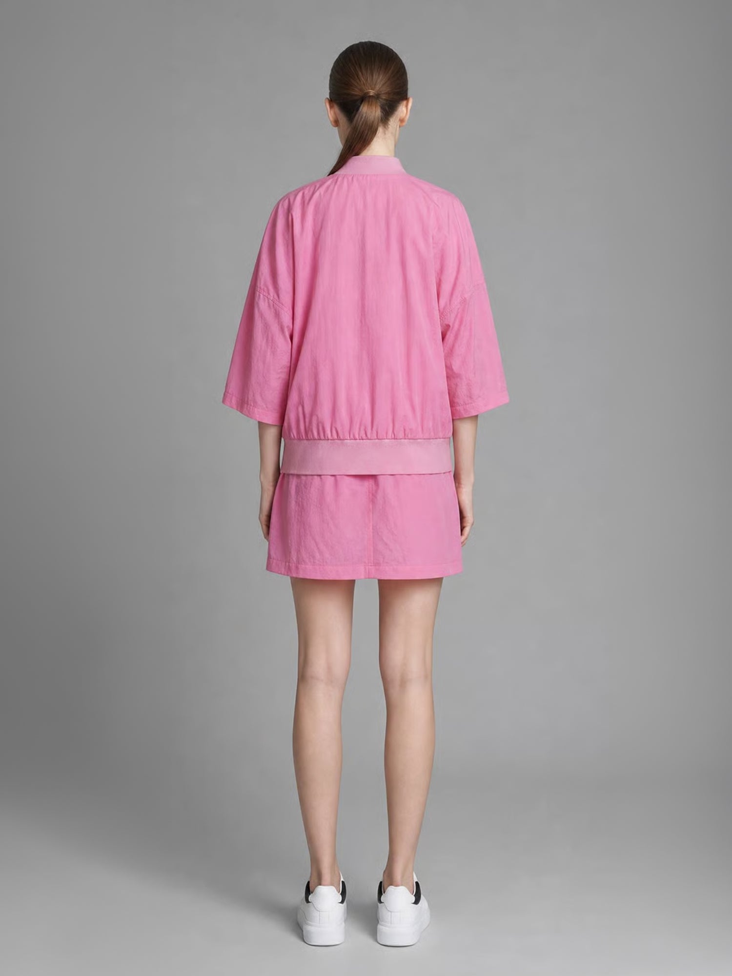 ICE BLUE/LAVENDER PINK TRENCH CASUAL MINI SKIRT