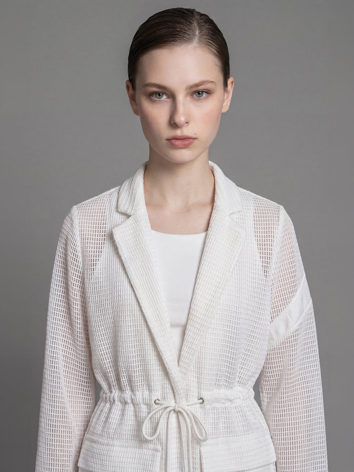 CLASSIC BLACK/STARLIGHT WHITE GRID CASUAL LONG-SLEEVE JACKET