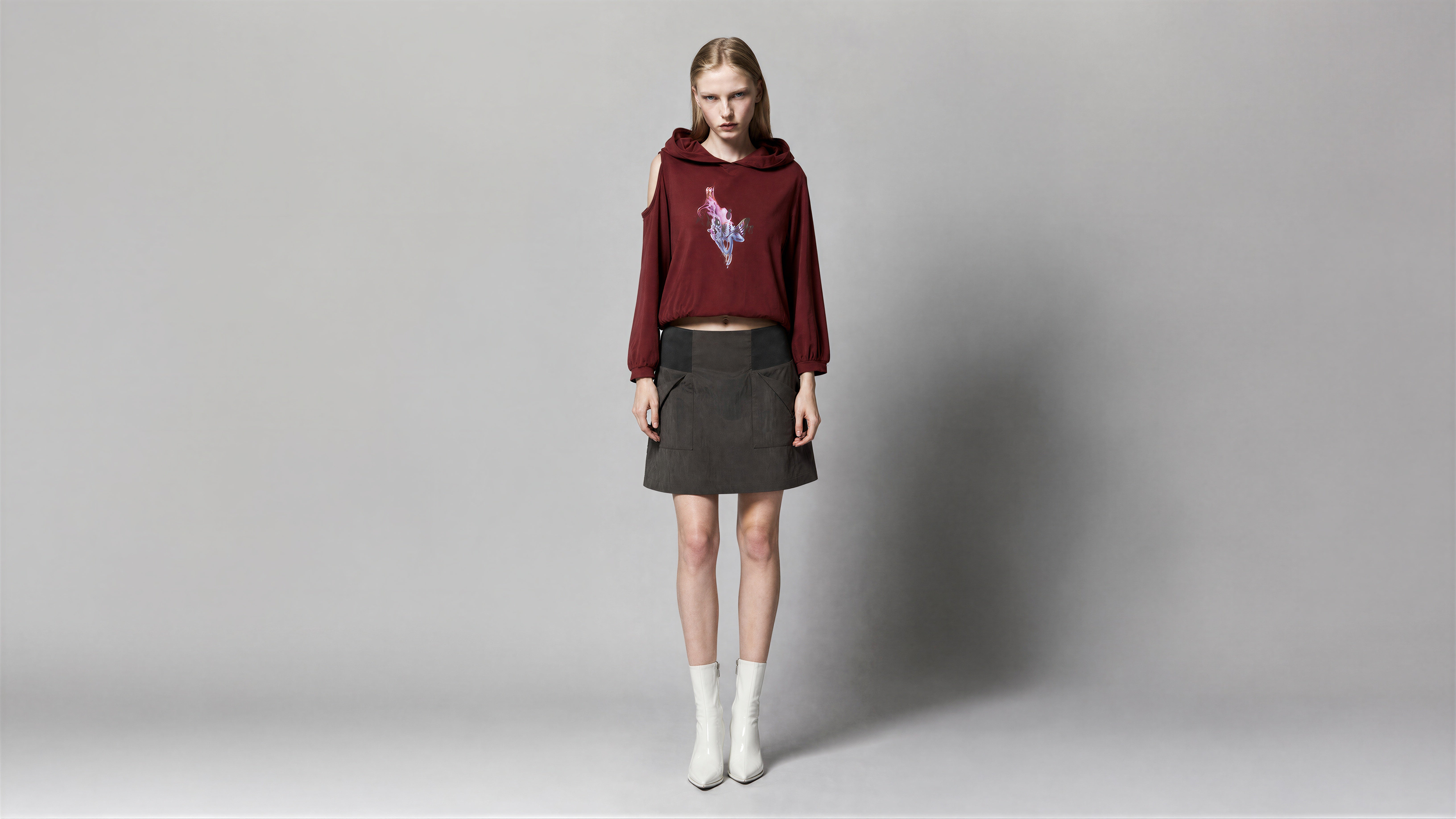 OLIVE GREEN / MOSS GRAY WAIST-CINCHED TRENCH SKIRT