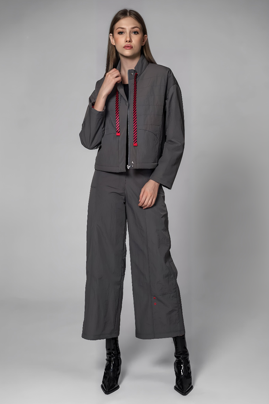 BLACK/GRAY TRENCH ASYMMETRICAL PANTS