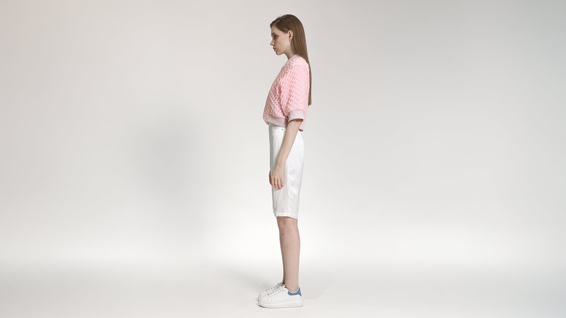 SOFT PINK TEXTURED ZIP-UP BOMBER JACKET