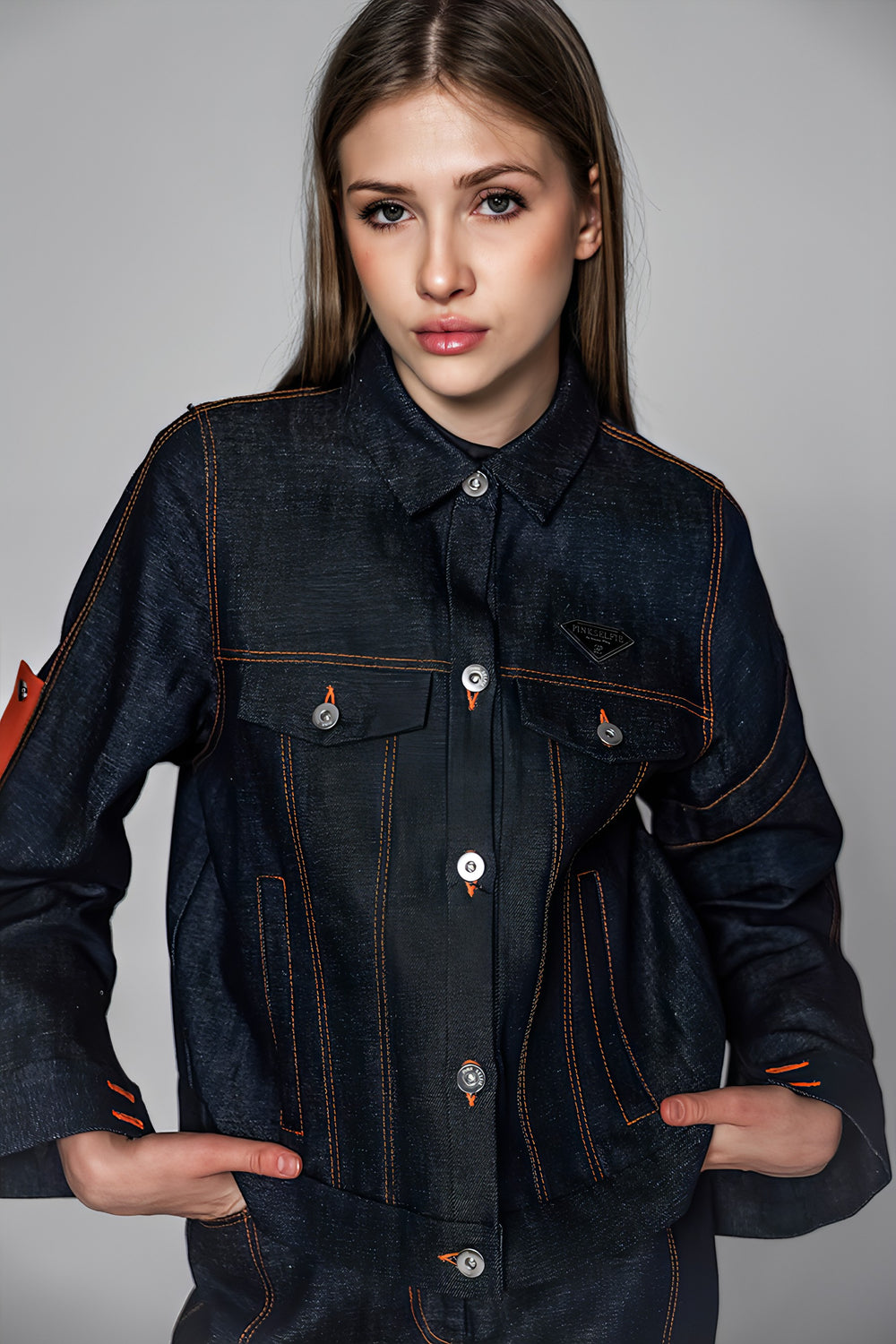 DARK BLUE CROPPED DENIM JACKET