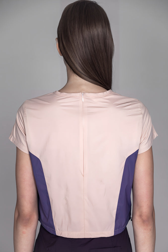 
                  
                    LOTUS PINK COLOR-BLOCK CASUAL CROP TOP
                  
                