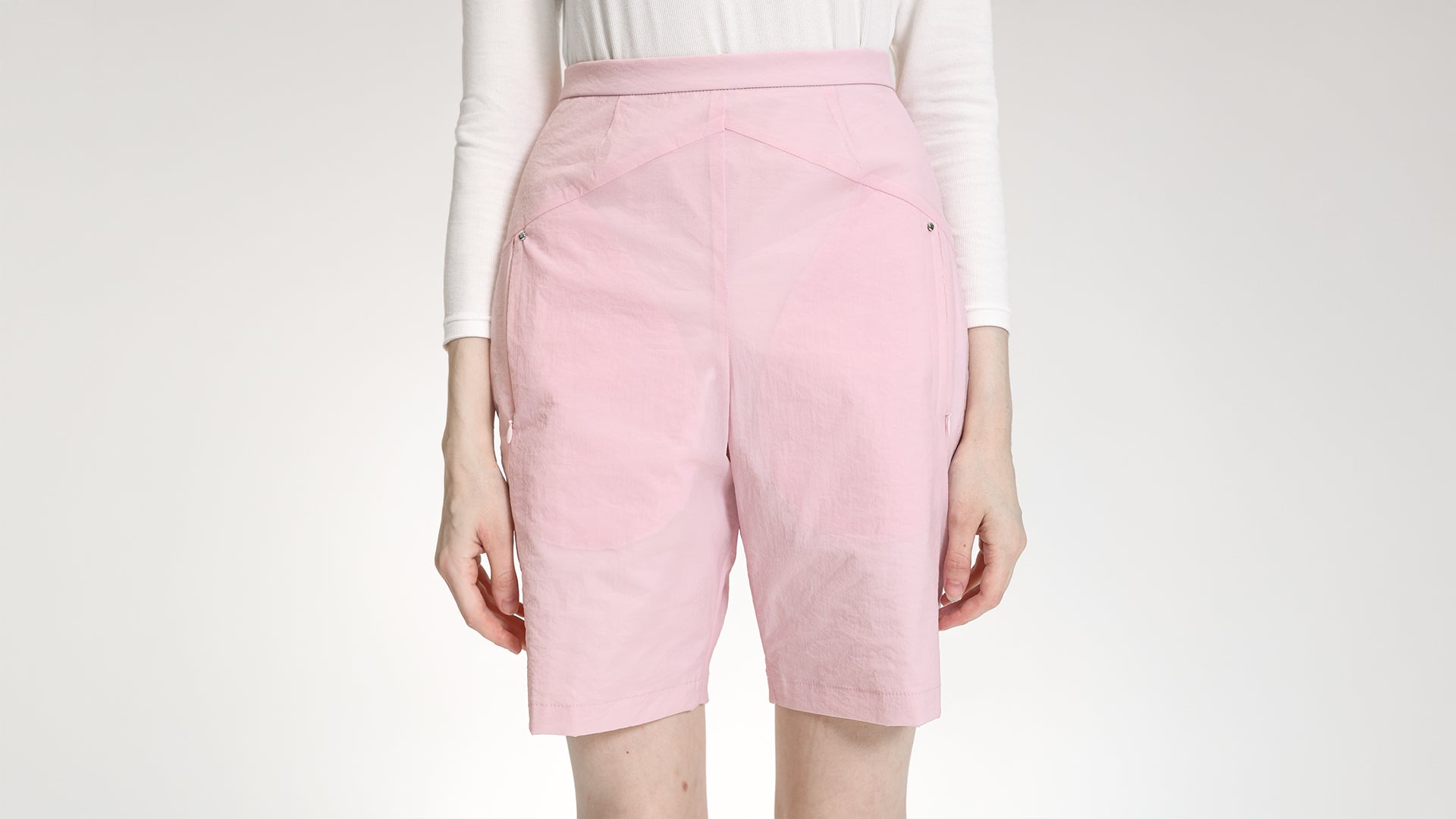 SOFT PINK PANELLED BERMUDAS