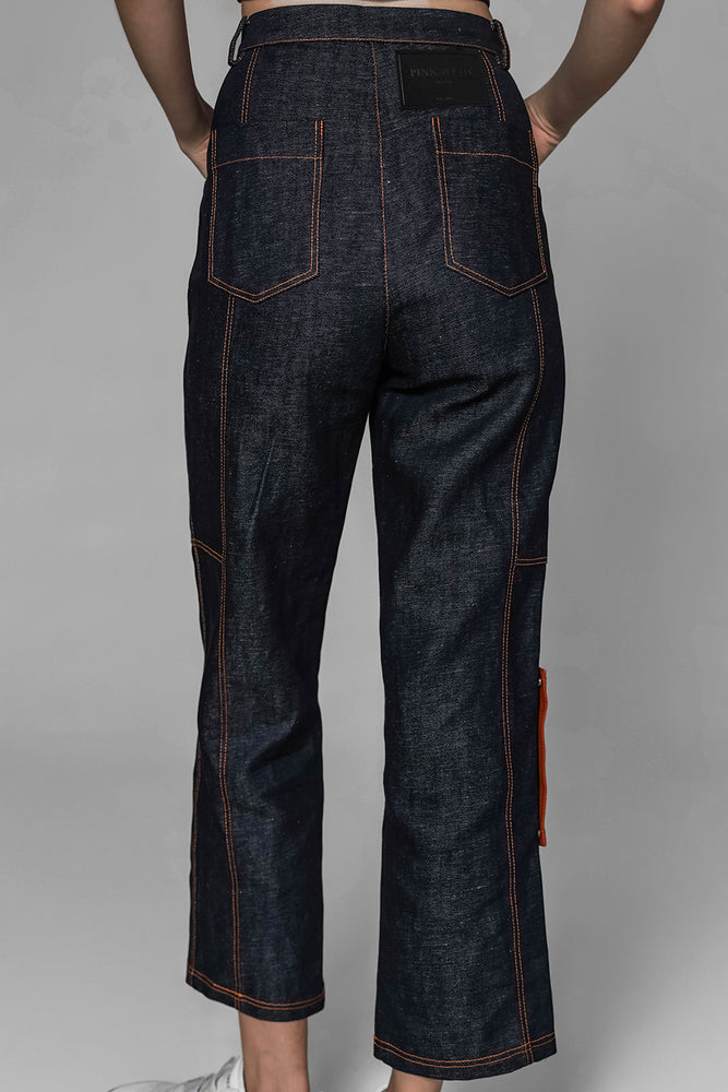
                  
                    DARK BLUE CROPPED DENIM PANTS
                  
                