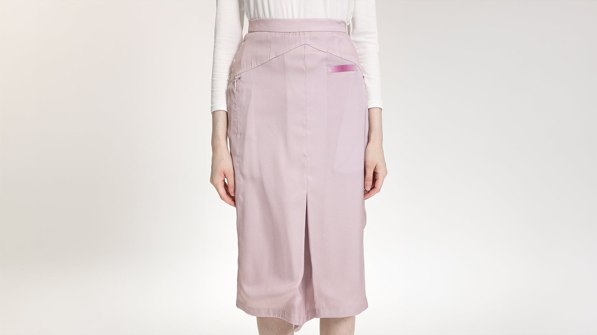 SOFT PINK PANELLED A-LINE MIDI SKIRT