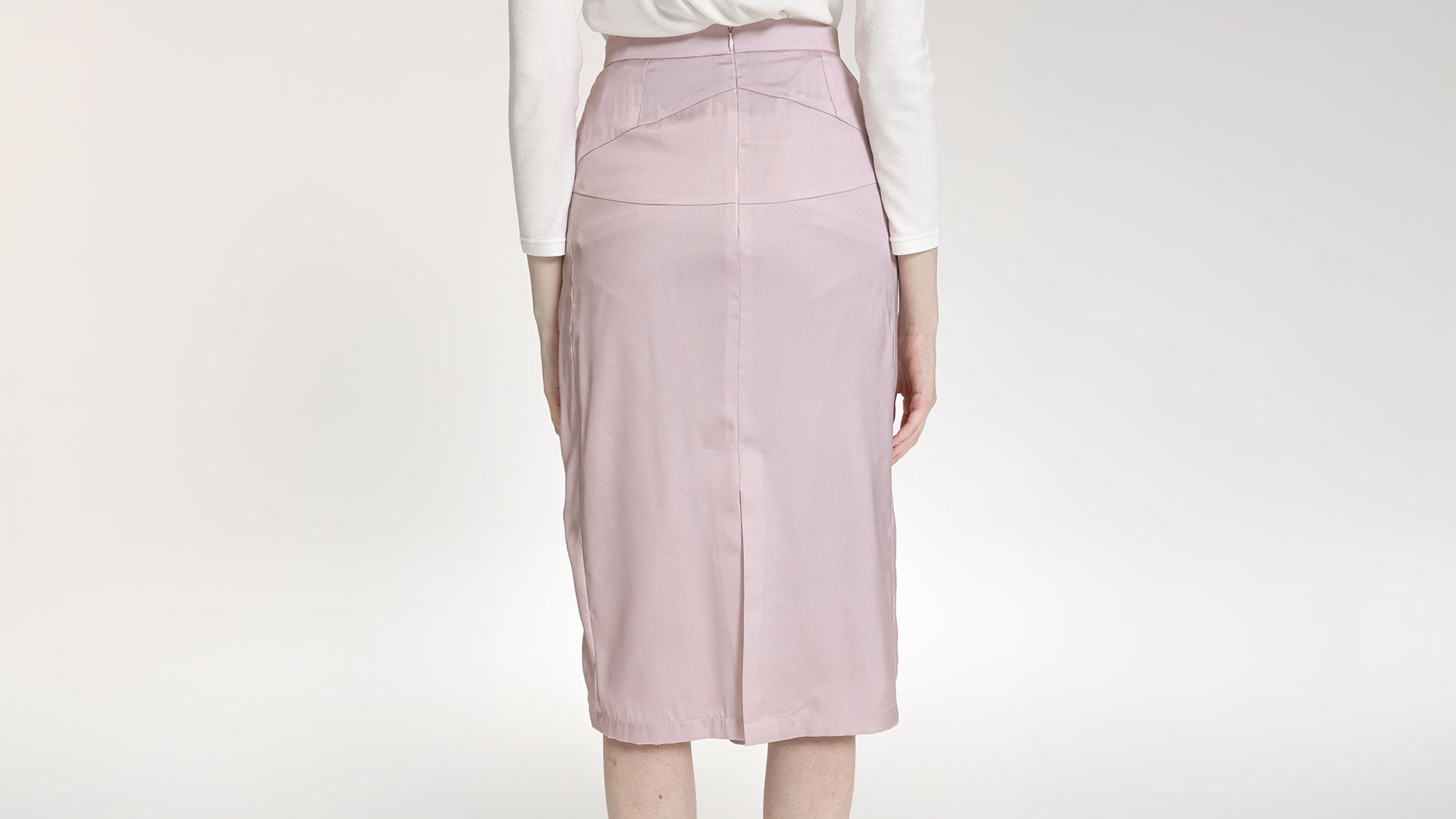 SOFT PINK PANELLED A-LINE MIDI SKIRT