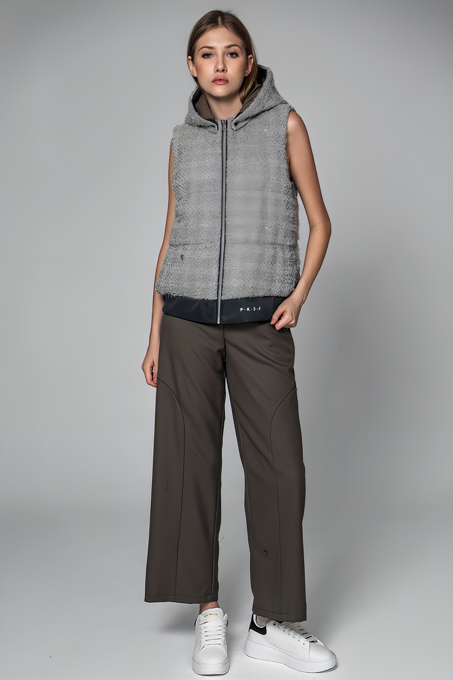 
                  
                    GREY-GREEN WOOL BLEND / GREY QUILTED VEST
                  
                