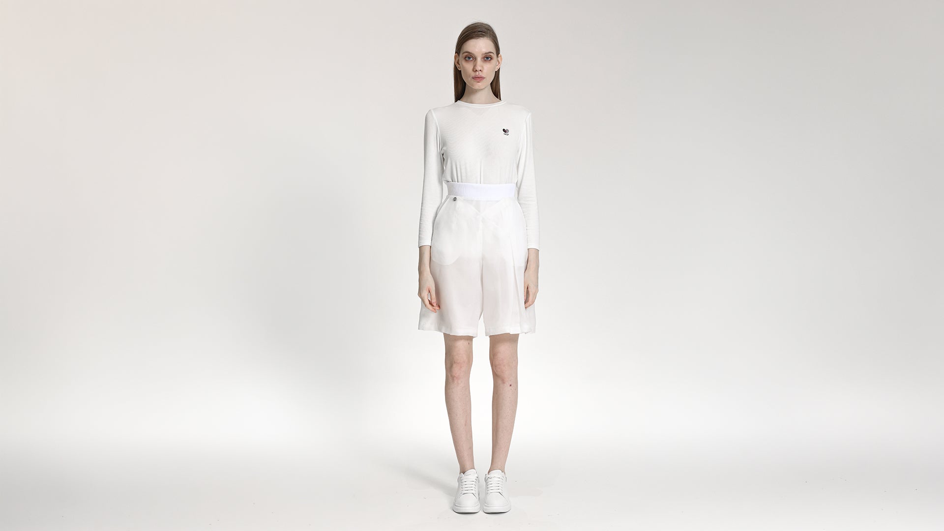 WHITE PLEATED WIDE-LEG CULOTTES