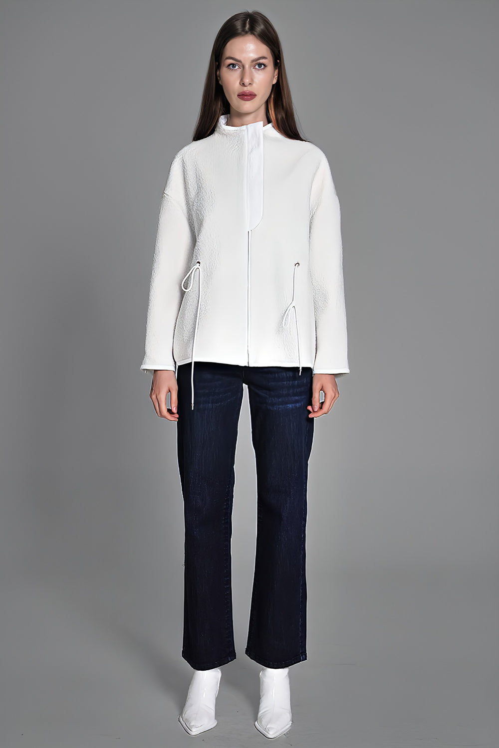 DARK BLUE WIDE-LEG DENIM PANTS