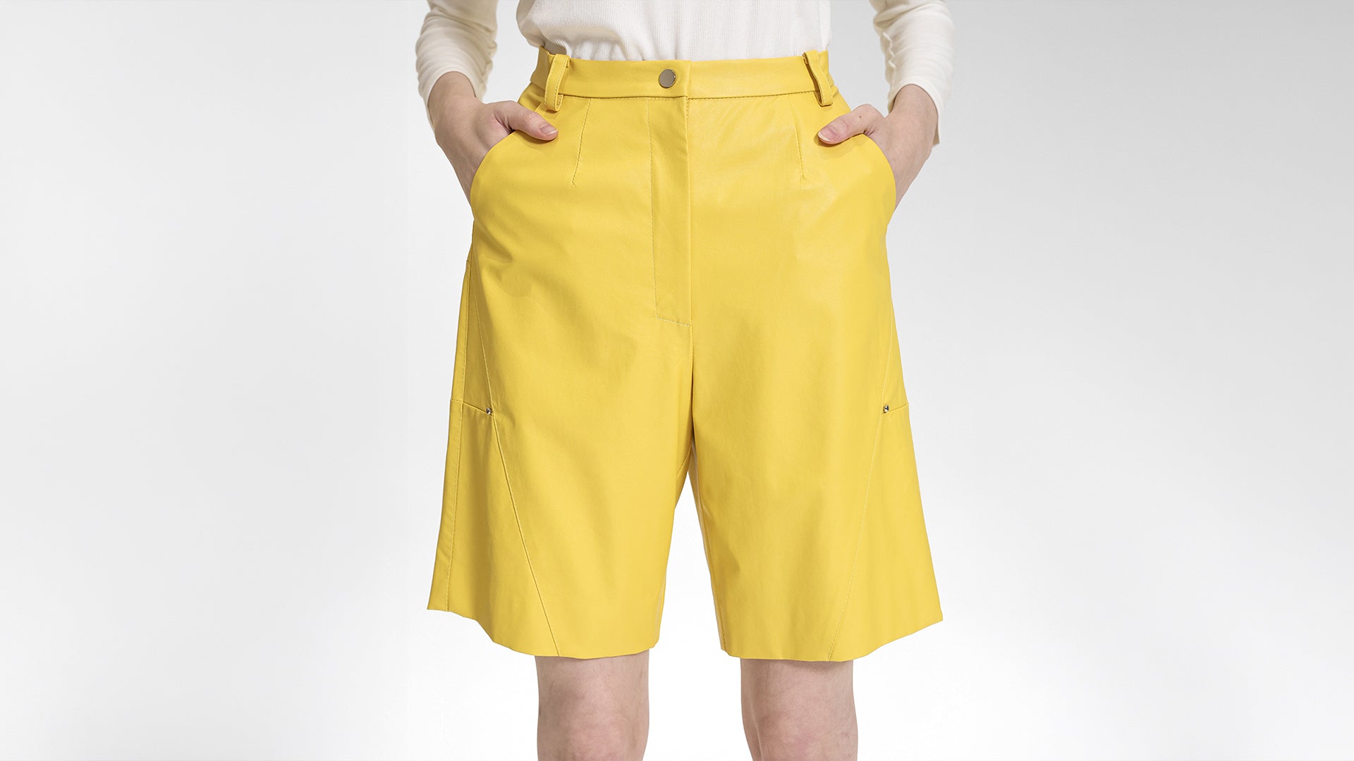 FAUX LEATHER A-LINE BERMUDA SHORTS