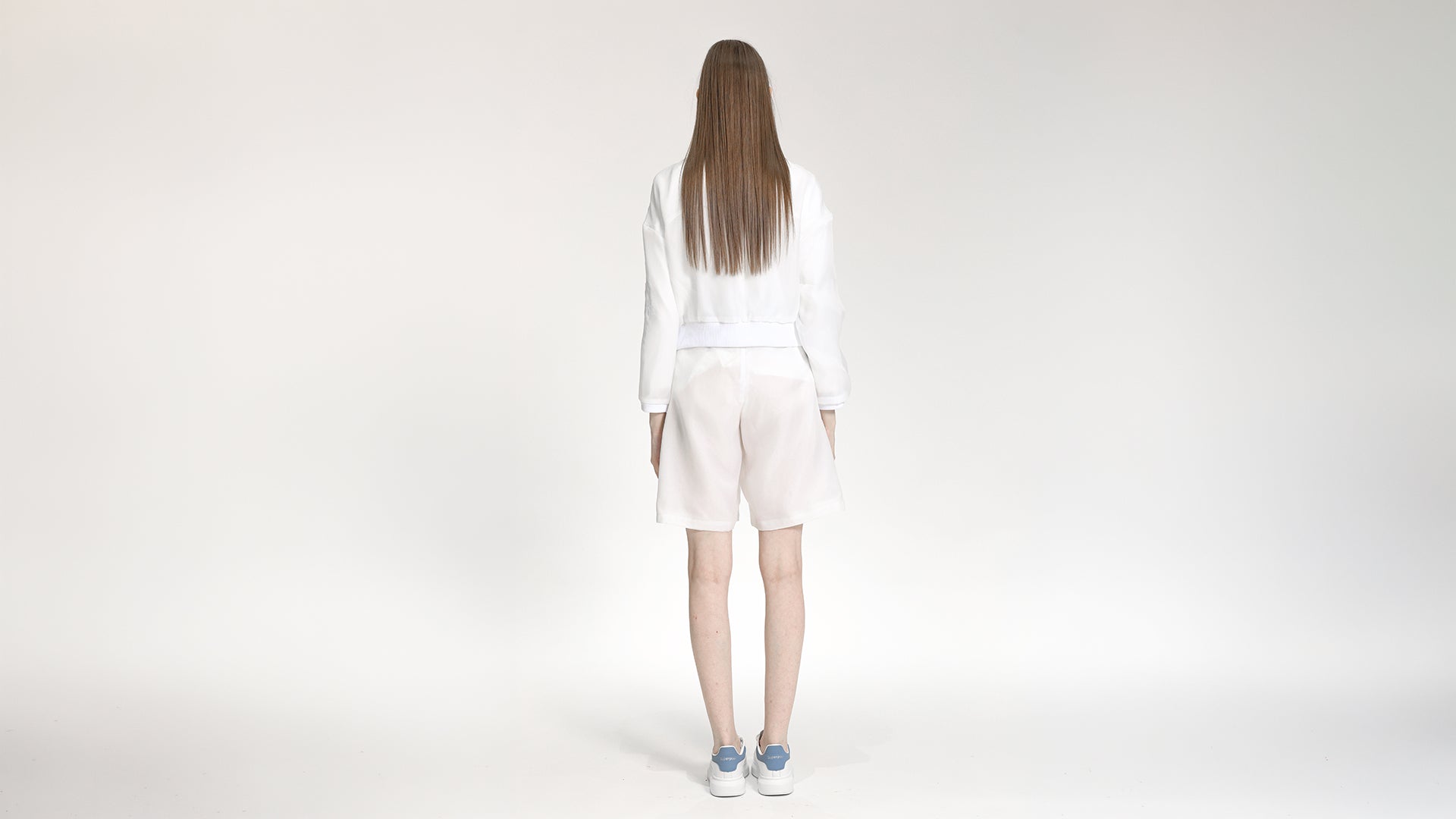 PURE WHITE CROPPED BOMBER JACKET