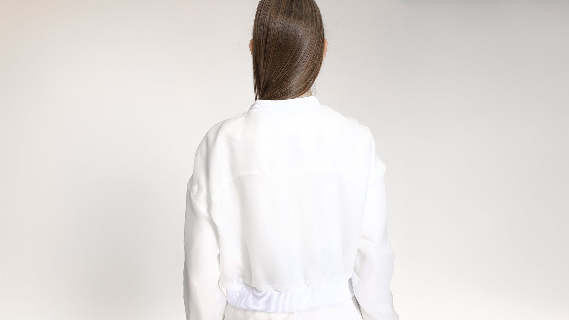 PURE WHITE CROPPED BOMBER JACKET