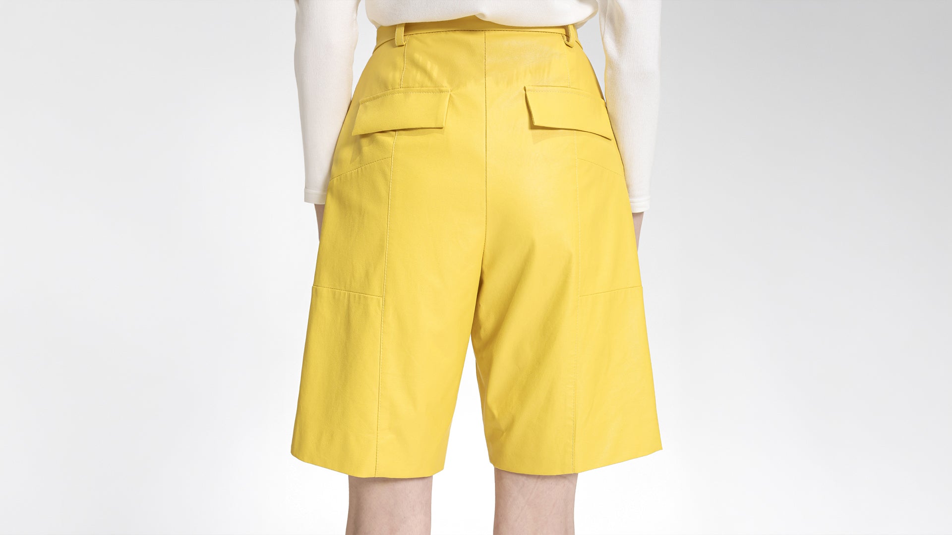 FAUX LEATHER A-LINE BERMUDA SHORTS