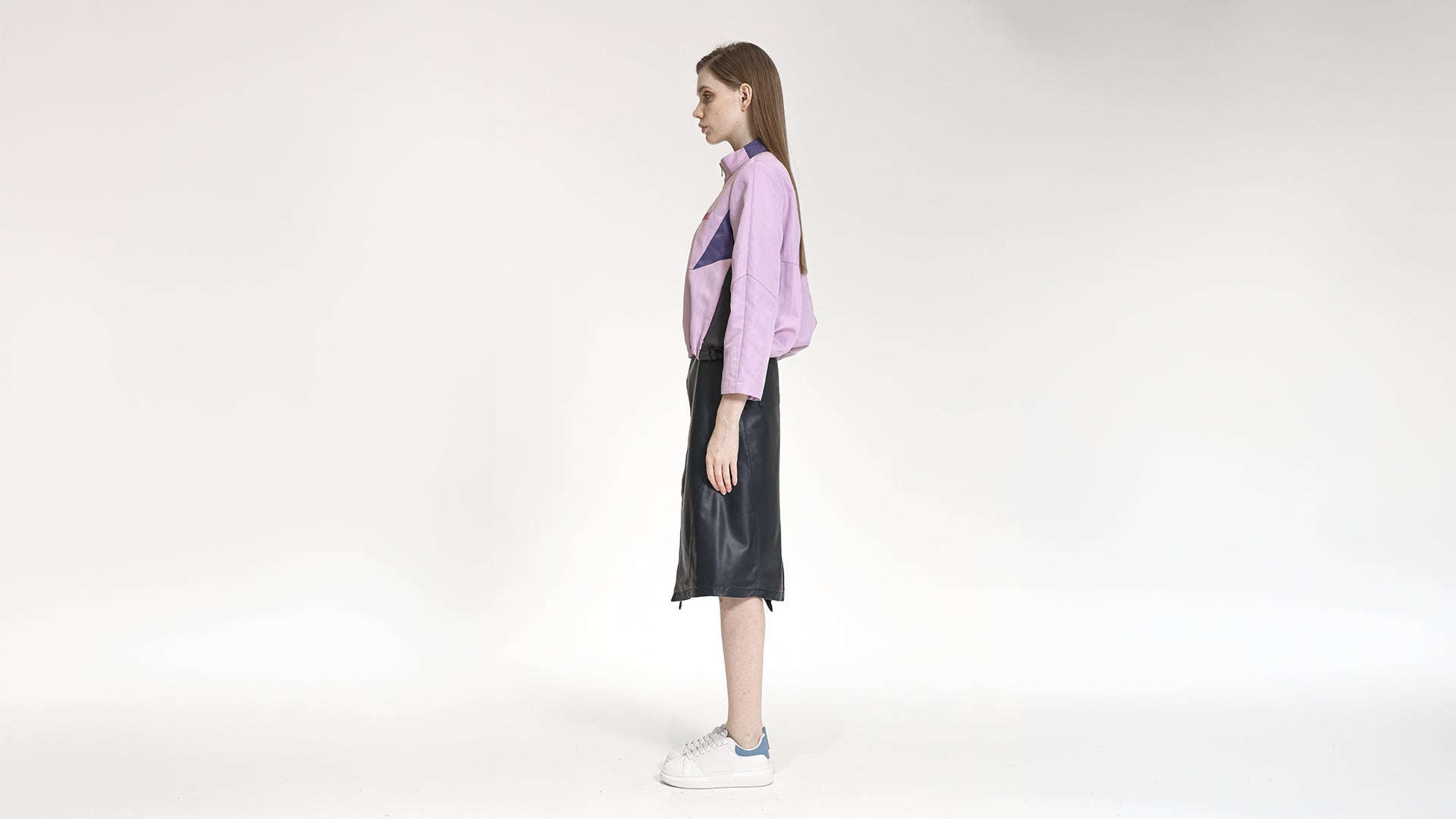 LIGHT PURPLE COLOUR-BLOCKED ZIP-UP  TRACK JACKET