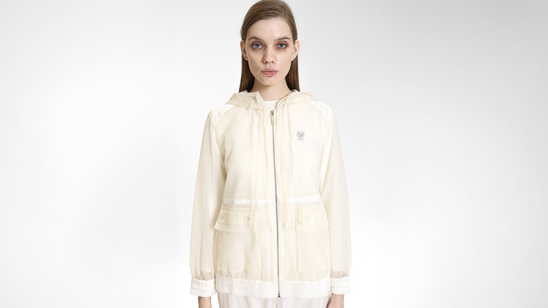 SHEER HOODED ZIP JACKET