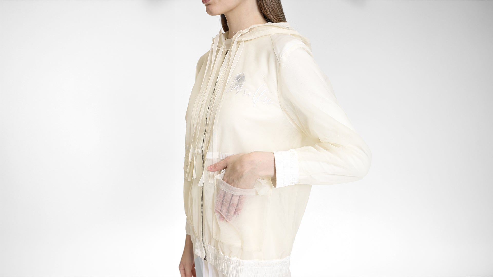 SHEER HOODED ZIP JACKET