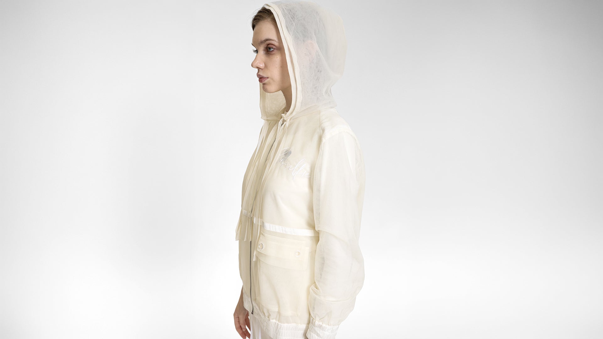 SHEER HOODED ZIP JACKET