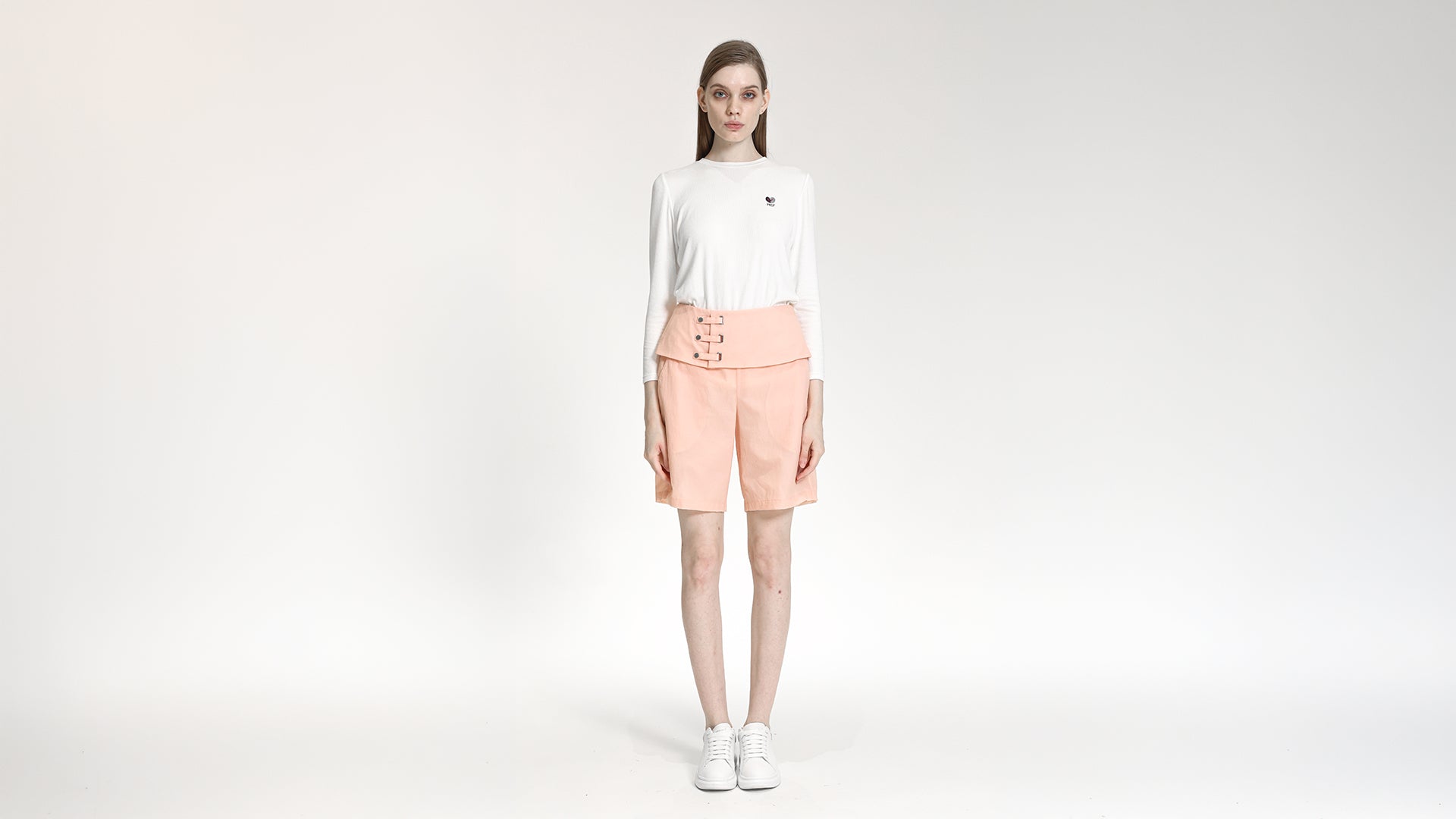 HIGH-WAISTED BUCKLED FOLD-OVER SHORTS