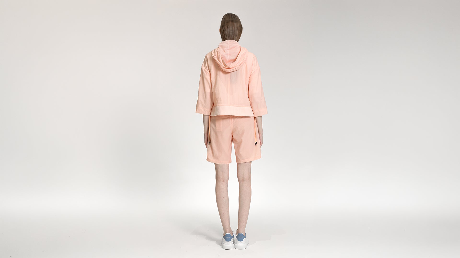 SOFT PEACH HOODED ZIP-UP JACKET