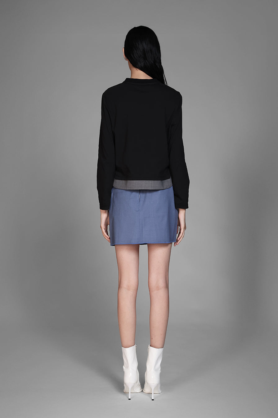 
                  
                    BLACK LONG-SLEEVE FAUX TWO-PIECE SWEATSHIRT
                  
                