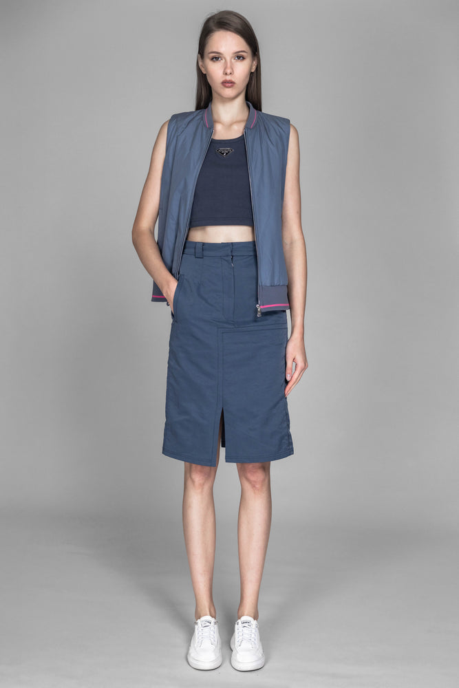 
                  
                    DARK RED / BLUE GRAY TRENCH PATCHWORK ASYMMETRICAL MID-LENGTH SKIRT
                  
                