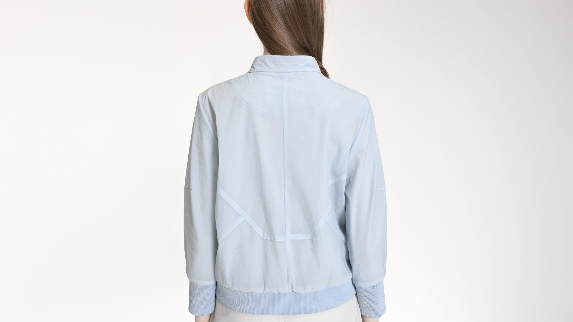 ICE BLUE STAND-COLLAR ZIP BOMBER JACKET