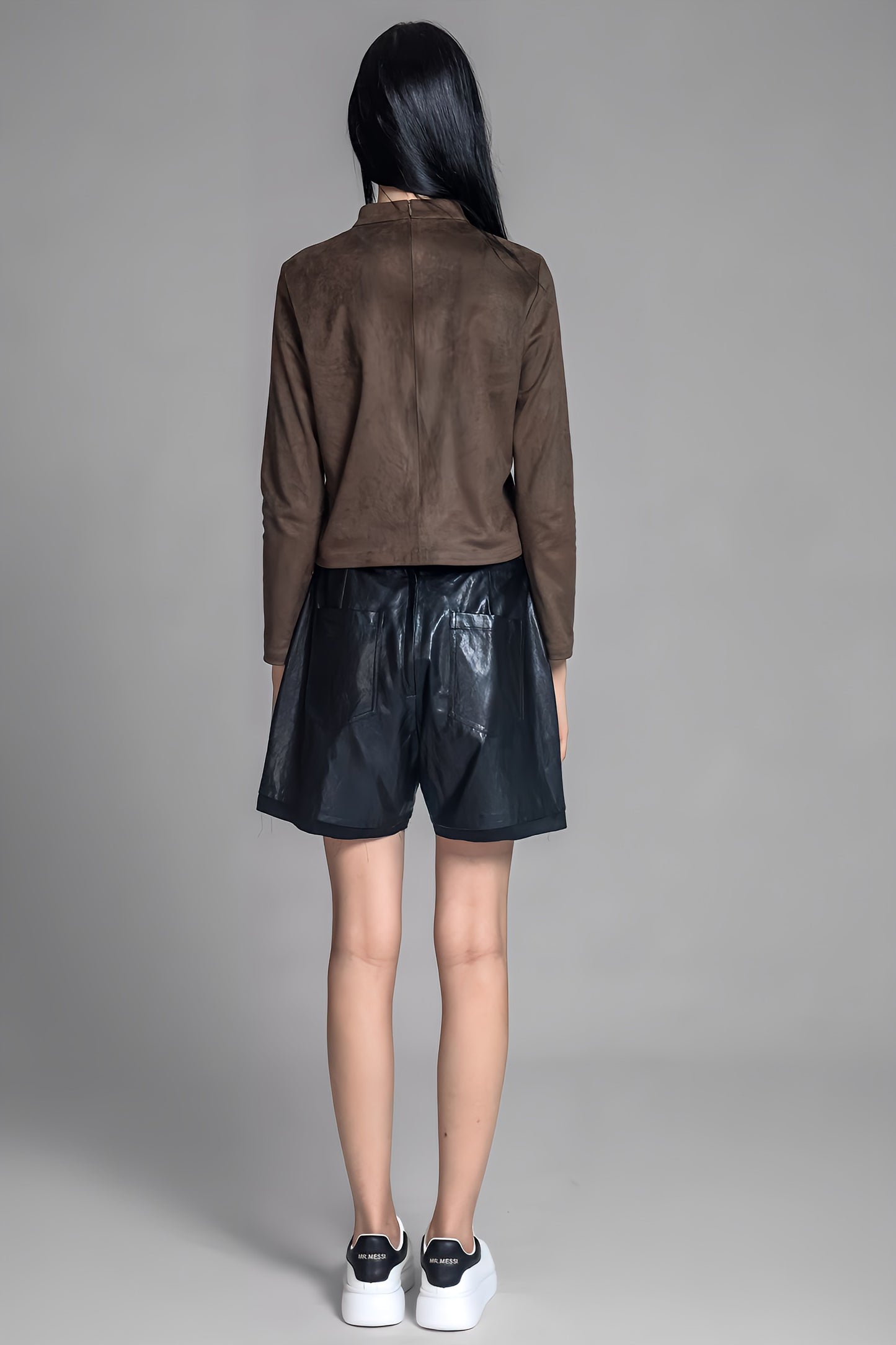 
                  
                    GREY/BROWN SUEDE HIGH NECK LONG SLEEVE
                  
                