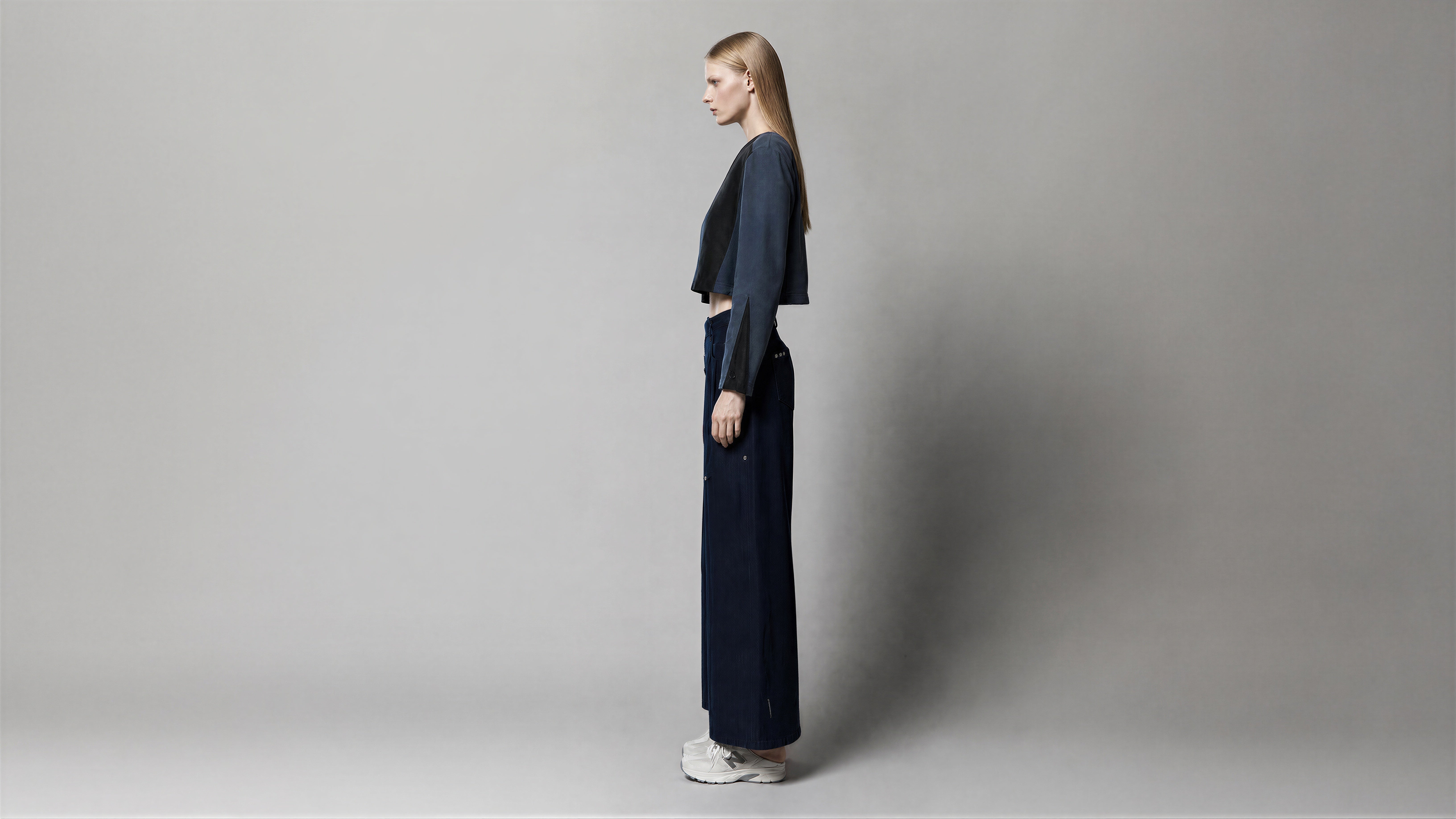 MIDNIGHT BLUE FUTURISTIC CASUAL WIDE-LEG JEANS