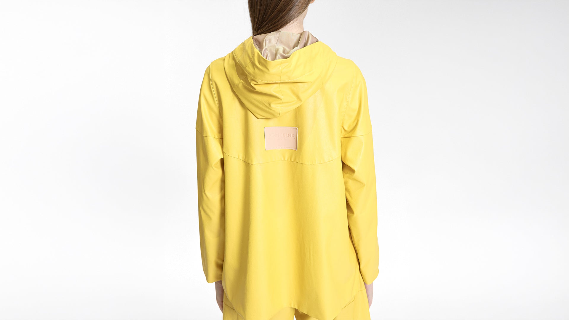 FAUX LEATHER ZIP-UP HOODED JACKET