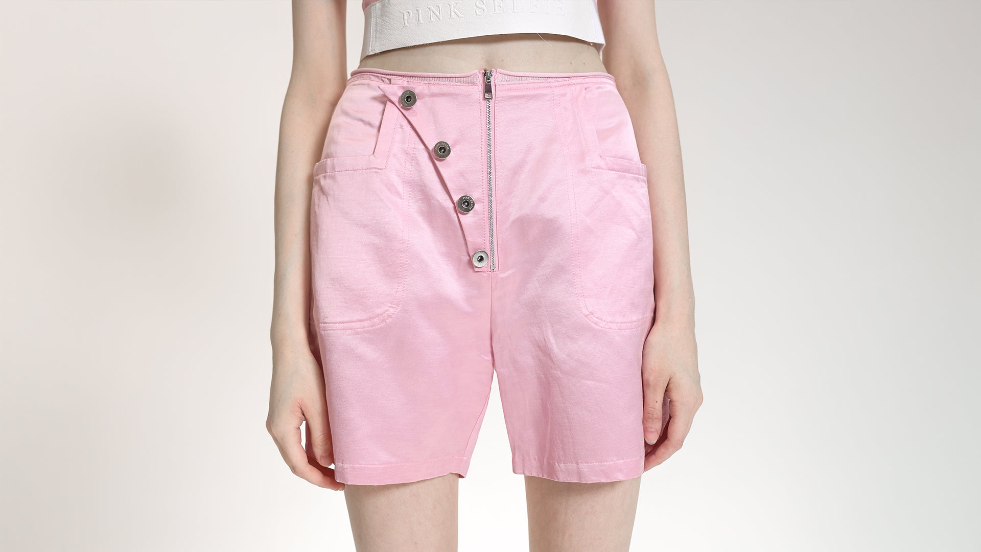 SATIN UTILITY BERMUDA SHORTS