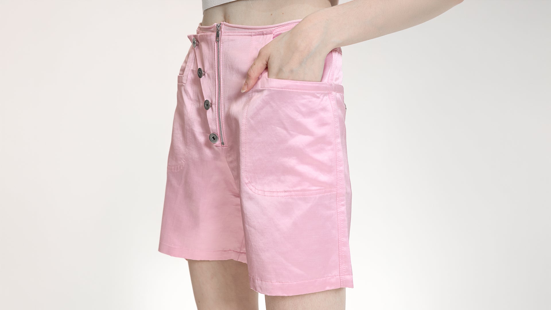 SATIN UTILITY BERMUDA SHORTS