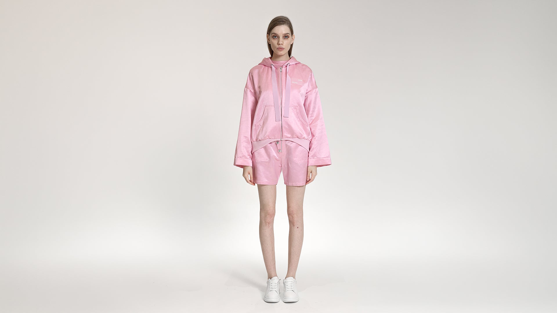 SATIN HOODED ZIP JACKET