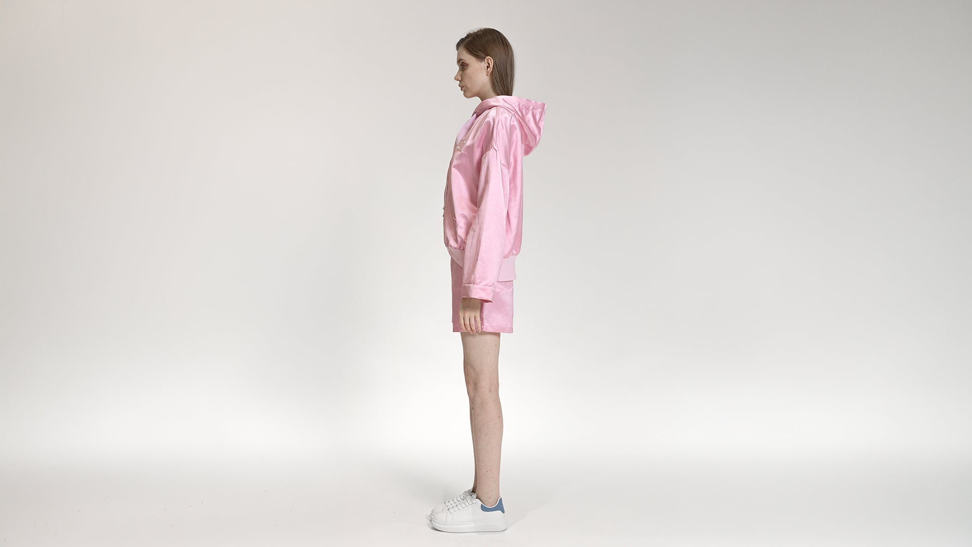 SATIN HOODED ZIP JACKET