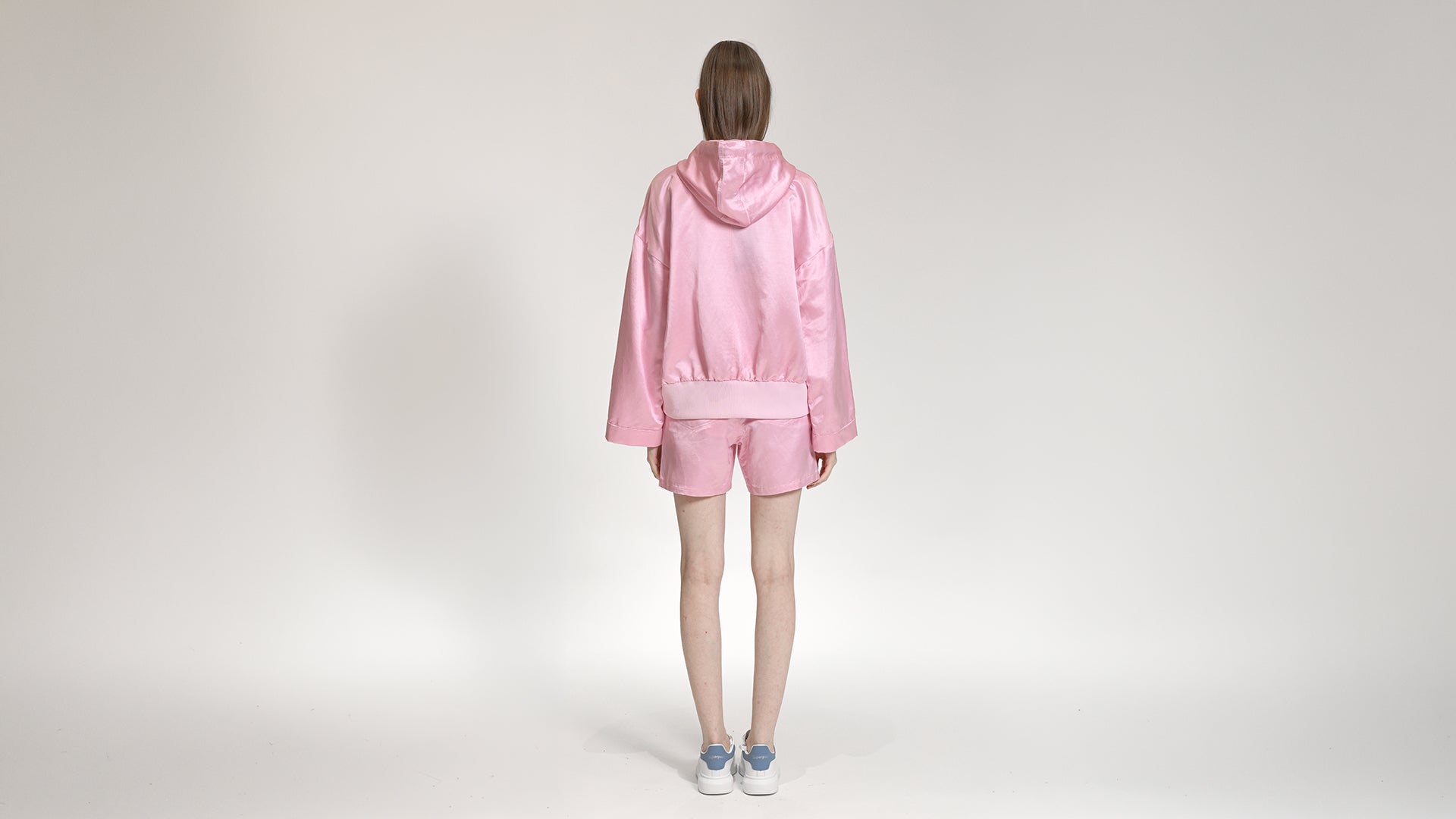 SATIN HOODED ZIP JACKET