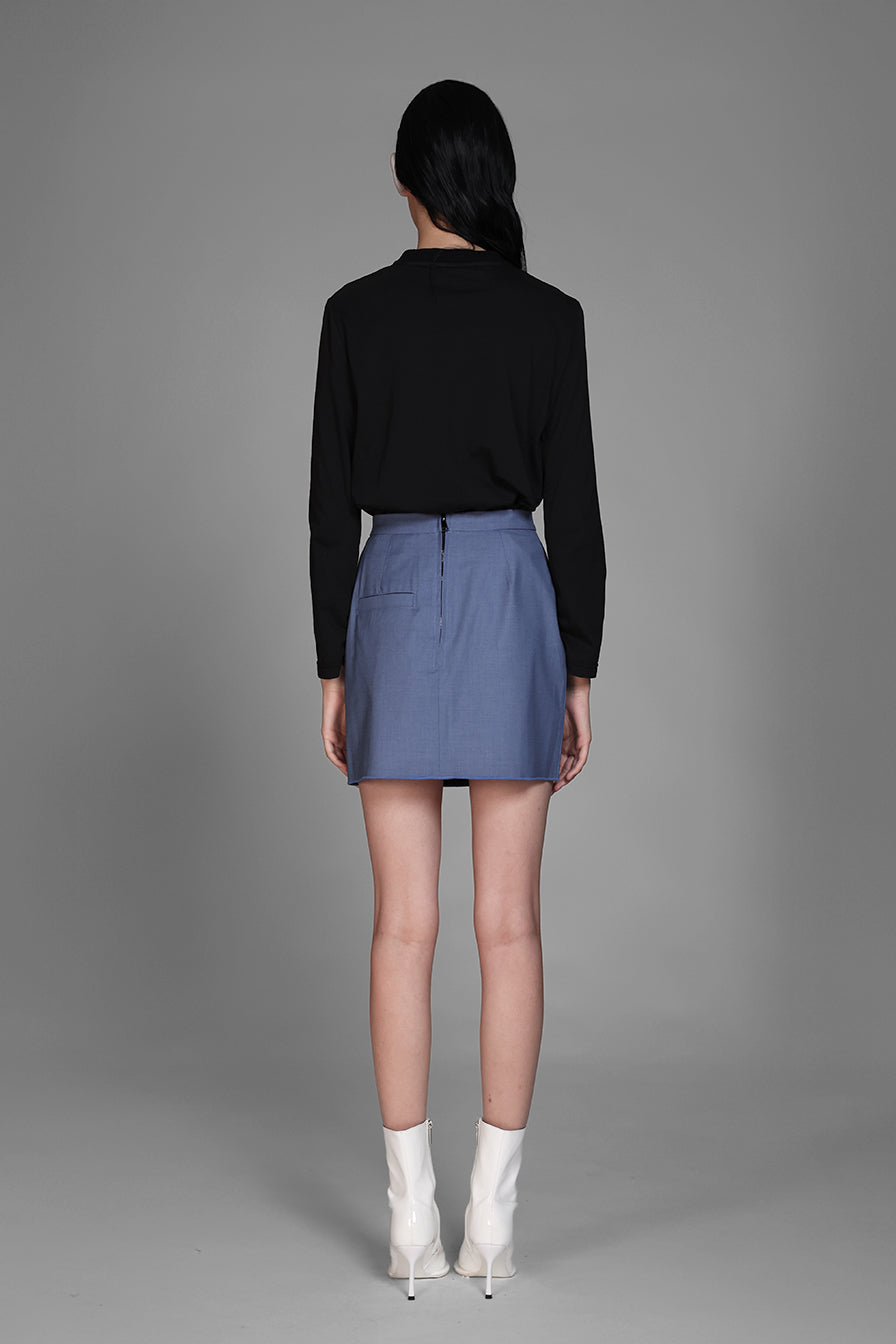 
                  
                    GREY/BLUE SUIT-STYLE MINI SKIRT
                  
                