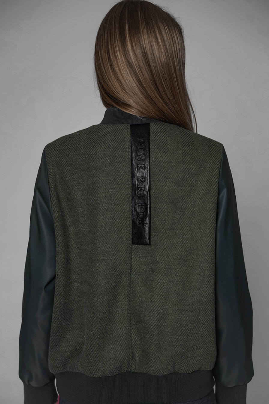
                  
                    BLACK/GREEN TWILL COTTON TRENCH JACKET
                  
                